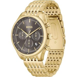 Hugo Boss Men’s Quartz Gold Stainless Steel Grey Dial 45mm Watch 1514051