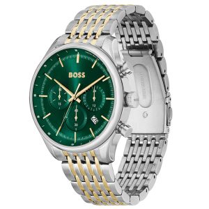 Hugo Boss Men’s Quartz Two-tone Stainless Steel Green Dial 45mm Watch 1514081 UAE DUBAI AJMAN SHARJAH ABU DHABI RAS AL KHAIMA UMM UL QUWAIN ALAIN FUJAIRAH