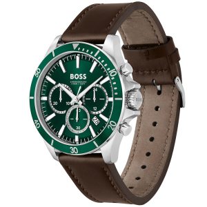 Hugo Boss Men’s Quartz Brown Leather Strap Green Dial 45mm Watch 1514098 UAE DUBAI AJMAN SHARJAH ABU DHABI RAS AL KHAIMA UMM UL QUWAIN ALAIN FUJAIRAH