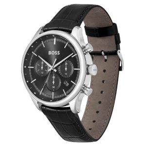 Hugo Boss Men’s Quartz Black Leather Strap Black Dial 45mm Watch 1514049 UAE DUBAI AJMAN SHARJAH ABU DHABI RAS AL KHAIMA UMM UL QUWAIN ALAIN FUJAIRAH