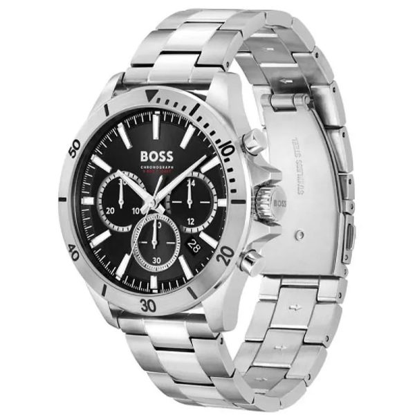 Hugo Boss Men’s Quartz Silver Stainless Steel Black Dial 45mm Watch 1514057