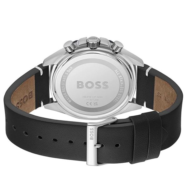 Hugo Boss Men’s Quartz Black leather Strap Grey Dial 45mm Watch 1514014