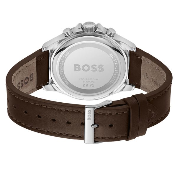 Hugo Boss Men’s Quartz Brown Leather Strap Green Dial 45mm Watch 1514098