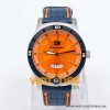 Hugo Boss Men’s Quartz Navy Blue Leather Strap Orange Dial 44mm Watch 1512531/1