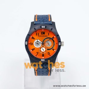 Hugo Boss Men’s Quartz Navy Blue Leather Strap Orange Dial 44mm Watch 1512537/2 UAE DUBAI AJMAN SHARJAH ABU DHABI RAS AL KHAIMA UMM UL QUWAIN ALAIN FUJAIRAH