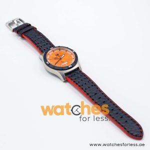 Hugo Boss Men’s Quartz Black Leather Strap Orange Dial 44mm Watch 1512531/2