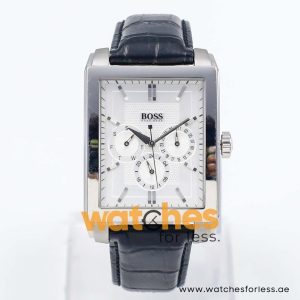 Hugo Boss Men’s Quartz Black Leather Strap Silver Sunray Dial 35mm Watch 1512890