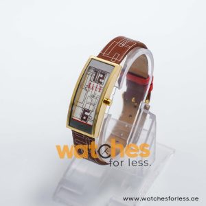 Elle Women’s Quartz Brown Leather Strap White Line Multi Dial 19mm Watch EL20116SO5C