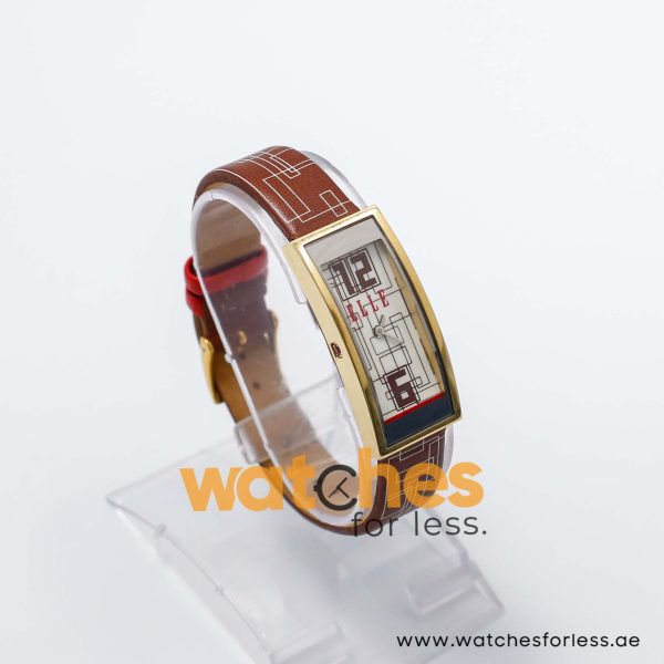 Elle Women’s Quartz Brown Leather Strap White Line Multi Dial 19mm Watch EL20116SO5C