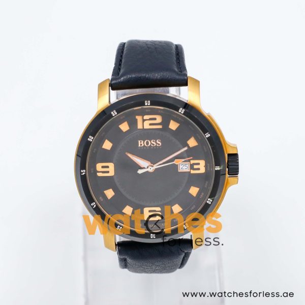 Hugo Boss Men’s Quartz Black Leather Strap Black Dial 47mm Watch 1512507