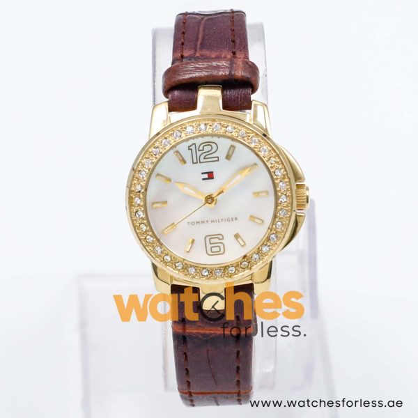 Tommy Hilfiger Women’s Quartz Dark Brown Leather Strap Mother Of Pearl Dial 29mm Watch F80172 UAE DUBAI AJMAN SHARJAH ABU DHABI RAS AL KHAIMA UMM UL QUWAIN ALAIN FUJAIRAH