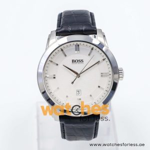 Hugo Boss Men’s Quartz Black Leather Strap Silver Sunray Dial 44mm Watch 1512766 UAE DUBAI AJMAN SHARJAH ABU DHABI RAS AL KHAIMA UMM UL QUWAIN ALAIN FUJAIRAH