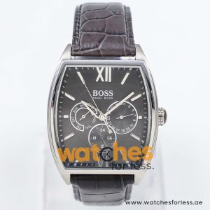 Hugo Boss Men’s Quartz Dark Grey Leather Strap Grey Dial 38mm Watch 1512398