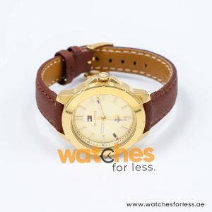 Tommy Hilfiger Women’s Quartz Brown Leather Strap Gold Dial 38mm Watch 1781431/1