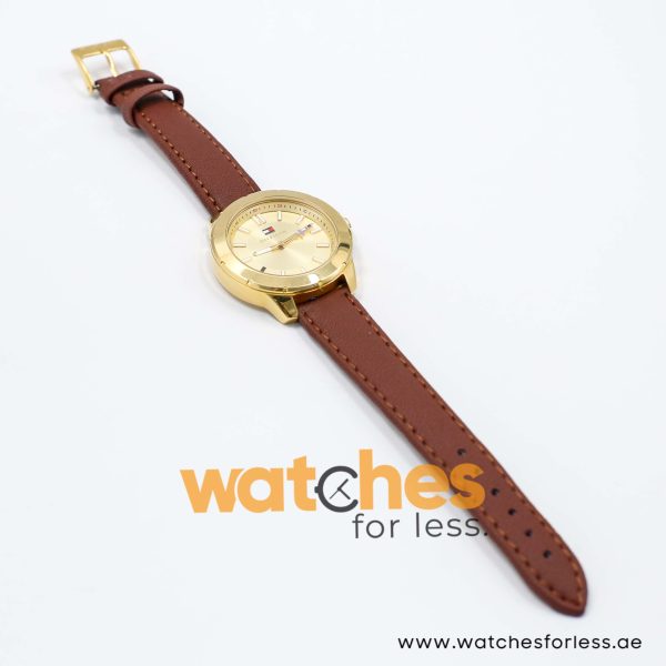 Tommy Hilfiger Women’s Quartz Brown Leather Strap Gold Dial 38mm Watch 1781431/1