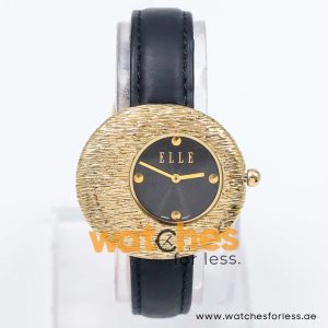 Elle Women’s Quartz Black Leather Strap Black Dial 36mm Watch EL30042S04K