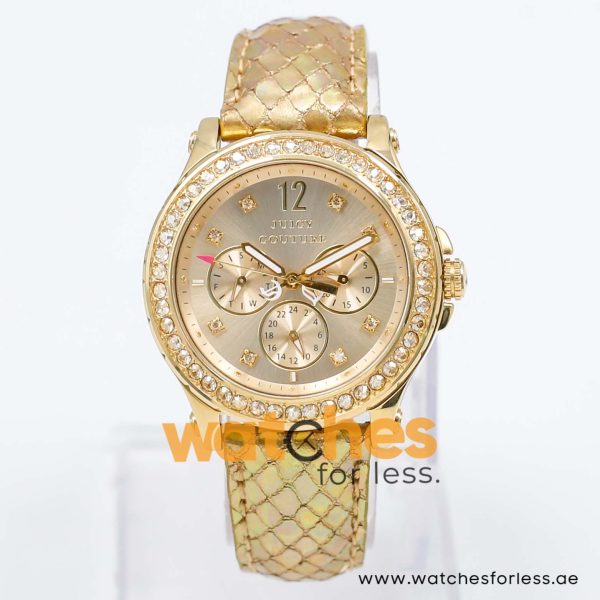 Juicy Couture Women’s Quartz Gold Leather Strap Champagne Dial 38mm Watch 1901062 UAE DUBAI AJMAN SHARJAH ABU DHABI RAS AL KHAIMA UMM UL QUWAIN ALAIN FUJAIRAH