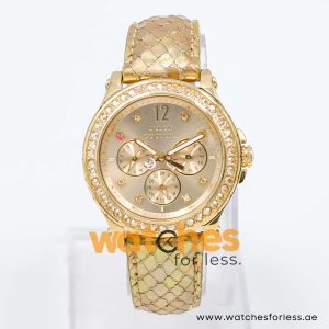 Juicy Couture Women’s Quartz Gold Leather Strap Champagne Dial 38mm Watch 1901062