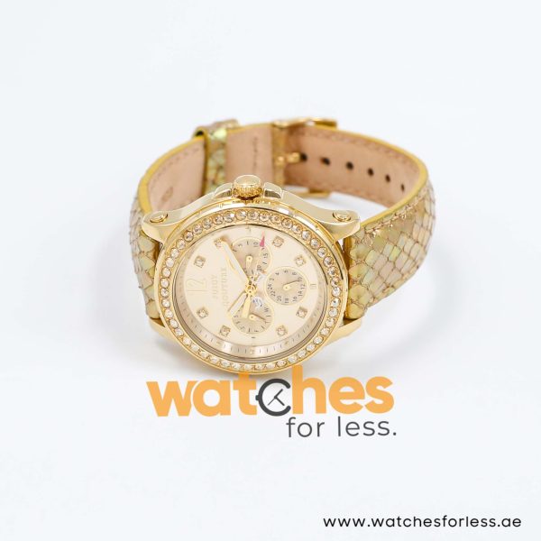 Juicy Couture Women’s Quartz Gold Leather Strap Champagne Dial 38mm Watch 1901062 UAE DUBAI AJMAN SHARJAH ABU DHABI RAS AL KHAIMA UMM UL QUWAIN ALAIN FUJAIRAH