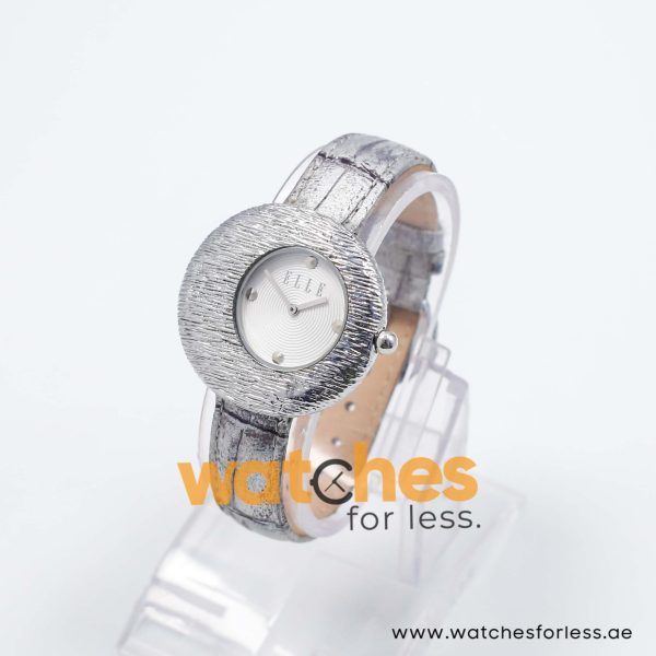 Elle Women’s Quartz Silver Grey Leather Strap White Dial 36mm Watch EL30042S01K