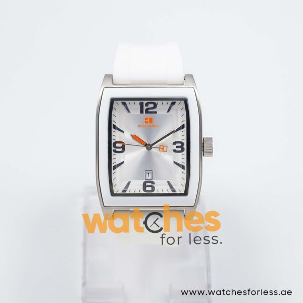 Hugo Boss Men’s Quartz White Silicone Strap Silver Sunray Dial 37mm Watch 1512684