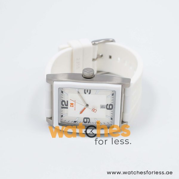 Hugo Boss Men’s Quartz White Silicone Strap Silver Sunray Dial 37mm Watch 1512684