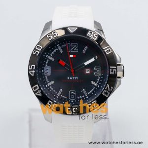 Tommy Hilfiger Men’s Quartz White Silicone Strap Black Dial 46mm Watch 1790986