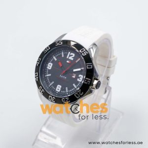 Tommy Hilfiger Men’s Quartz White Silicone Strap Black Dial 46mm Watch 1790986