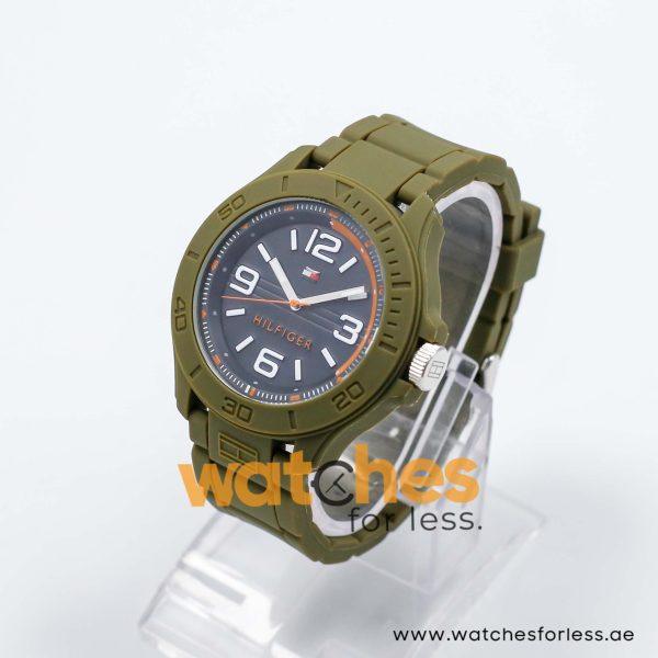 Tommy Hilfiger Men’s Quartz Olive Green Silicone Strap Black Dial 46mm Watch 1790943 UAE DUBAI AJMAN SHARJAH ABU DHABI RAS AL KHAIMA UMM UL QUWAIN ALAIN FUJAIRAH