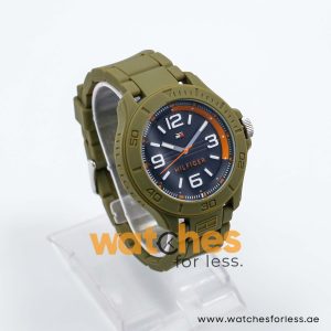 Tommy Hilfiger Men’s Quartz Olive Green Silicone Strap Black Dial 46mm Watch 1790943 UAE DUBAI AJMAN SHARJAH ABU DHABI RAS AL KHAIMA UMM UL QUWAIN ALAIN FUJAIRAH