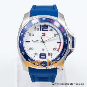 Tommy Hilfiger Men’s Quartz Blue Silicone Strap White Dial 46mm Watch 1790855