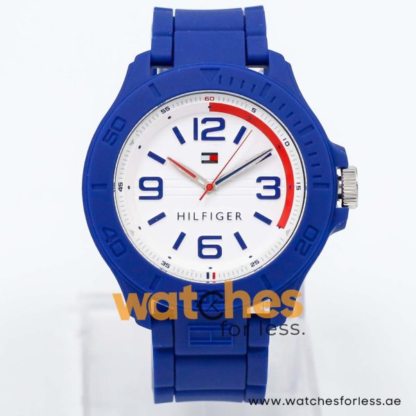 Tommy Hilfiger Men’s Quartz Blue Silicone Strap White Dial 46mm Watch 1790941/1