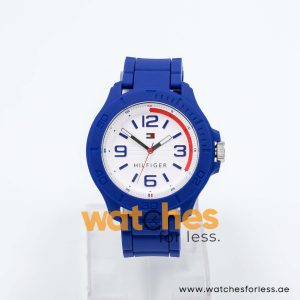 Tommy Hilfiger Men’s Quartz Blue Silicone Strap White Dial 46mm Watch 1790941