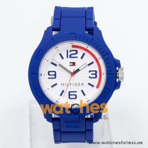 Tommy Hilfiger Men’s Quartz Blue Silicone Strap White Dial 46mm Watch 1790941