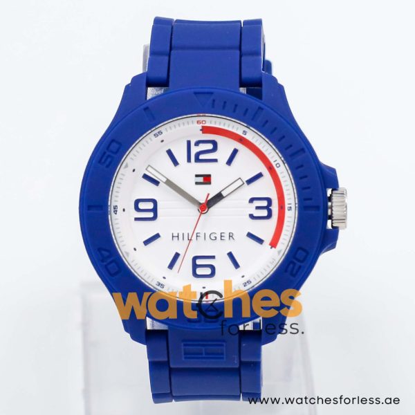 Tommy Hilfiger Men’s Quartz Blue Silicone Strap White Dial 46mm Watch 1790941 UAE DUBAI AJMAN SHARJAH ABU DHABI RAS AL KHAIMA UMM UL QUWAIN ALAIN FUJAIRAH