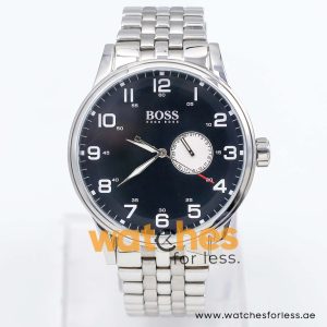 Hugo Boss Men’s Quartz Silver Stainless Steel Black Dial 44mm Watch 1512724