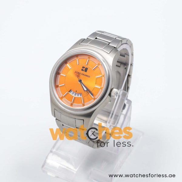 Hugo Boss Men’s Quartz Silver Stainless Steel Orange Dial 43mm Watch 1512838 UAE DUBAI AJMAN SHARJAH ABU DHABI RAS AL KHAIMA UMM UL QUWAIN ALAIN FUJAIRAH