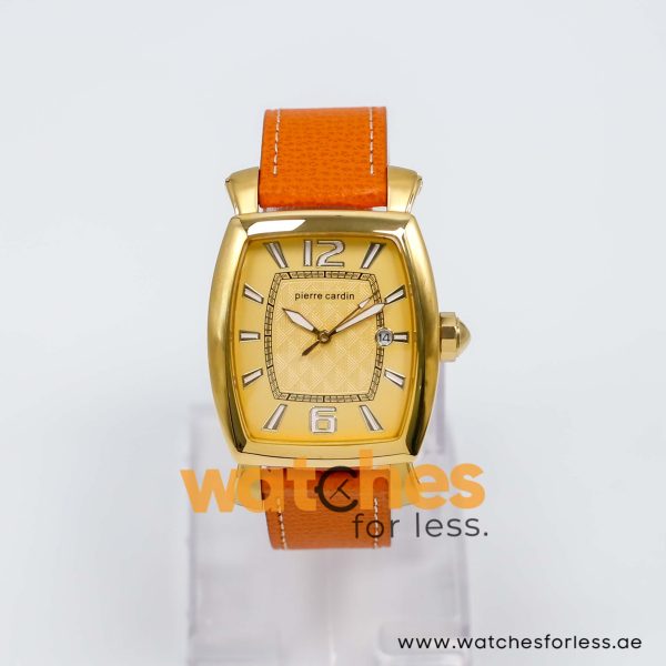 Pierre Cardin Men’s Quartz Orange Leather Strap Gold Dial 36mm Watch PC10028/G4