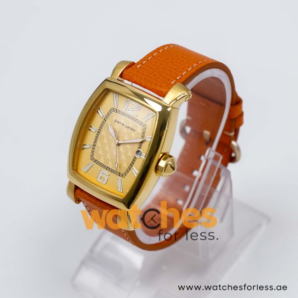 Pierre Cardin Men’s Quartz Orange Leather Strap Gold Dial 36mm Watch PC10028/G4