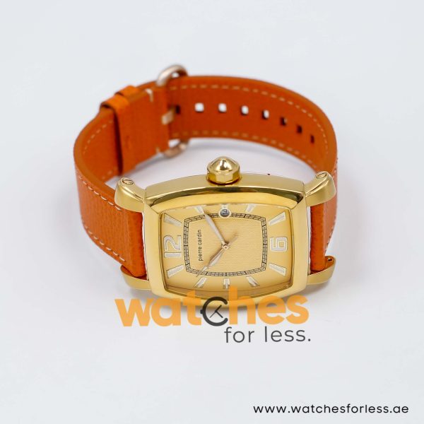 Pierre Cardin Men’s Quartz Orange Leather Strap Gold Dial 36mm Watch PC10028/G4