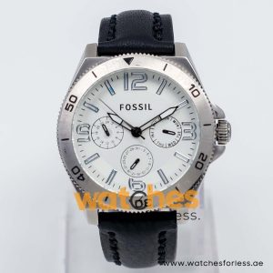 Fossil Men’s Quartz Black Leather Strap White Dial 45mm Watch BQ2021/W3 UAE DUBAI AJMAN SHARJAH ABU DHABI RAS AL KHAIMA UMM UL QUWAIN ALAIN FUJAIRAH