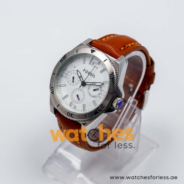 Fossil Men’s Quartz Brown Leather Strap White Dial 45mm Watch BQ2021/W1