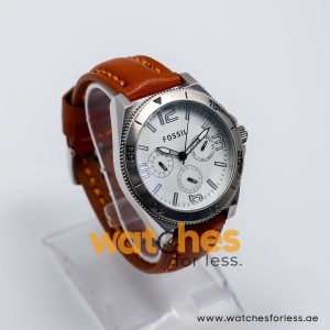 Fossil Men’s Quartz Brown Leather Strap White Dial 45mm Watch BQ2021/W1