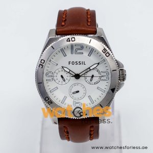 Fossil Men’s Quartz Dark Brown Leather Strap White Dial 45mm Watch BQ2021/W2