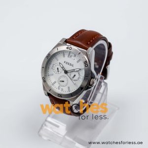 Fossil Men’s Quartz Dark Brown Leather Strap White Dial 45mm Watch BQ2021/W2