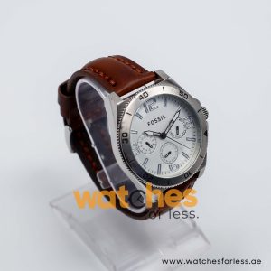 Fossil Men’s Quartz Dark Brown Leather Strap White Dial 45mm Watch BQ2021/W2