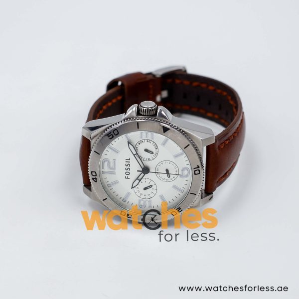 Fossil Men’s Quartz Dark Brown Leather Strap White Dial 45mm Watch BQ2021/W2