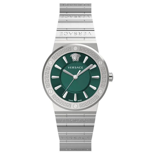 Versace Women’s Quartz Swiss Made Silver Stainless Steel Green Dial 38mm Watch VEVH00920