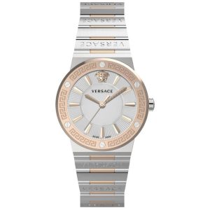 Versace Women’s Quartz Swiss Made Two Tone Stainless Steel White Dial 38mm Watch VEVH01020