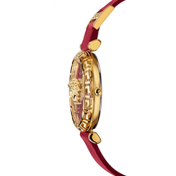 Versace Women’s Quartz Swiss Made Red Leather Strap Red Dial 37mm Watch VEDV00319